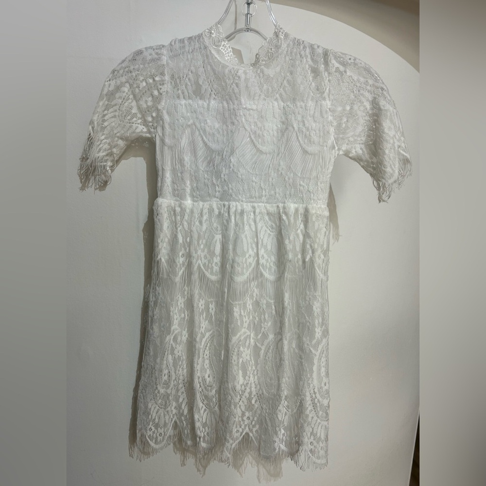 Elegant White Lace Kids Dress